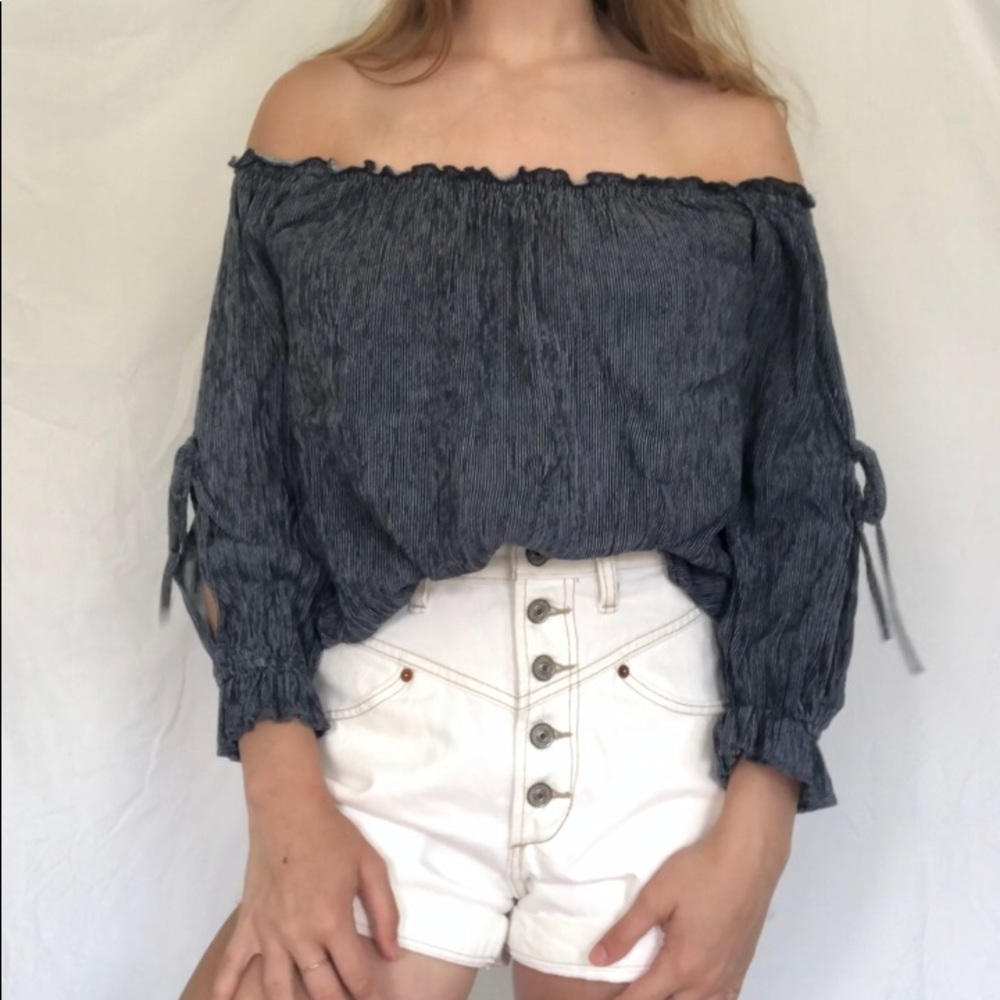 American Eagle Striped Off-The-Shoulder Blouse